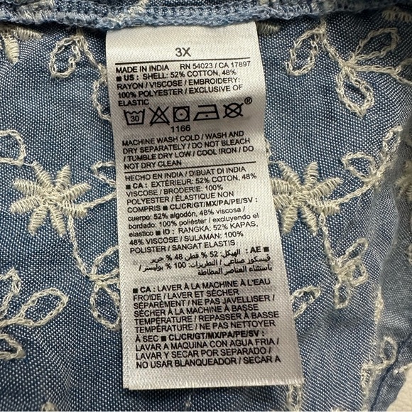 Old Navy Square Neck Embroidered Puff Sleeve Babydoll Dress Blue Size 3X NWT - Picture 6 of 7